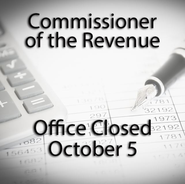 Commissioner of the Revenue Office Closed October 5 2022Graphic copy